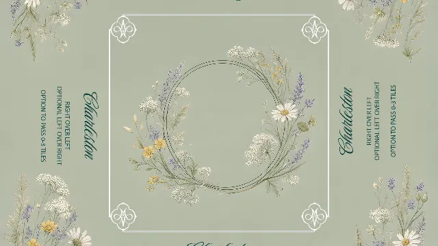 Sage green mahjong mat with wildflowers